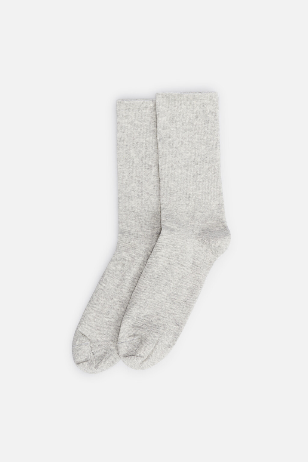 Носки высокие хлопковые в рубчик - цвет серый - 2