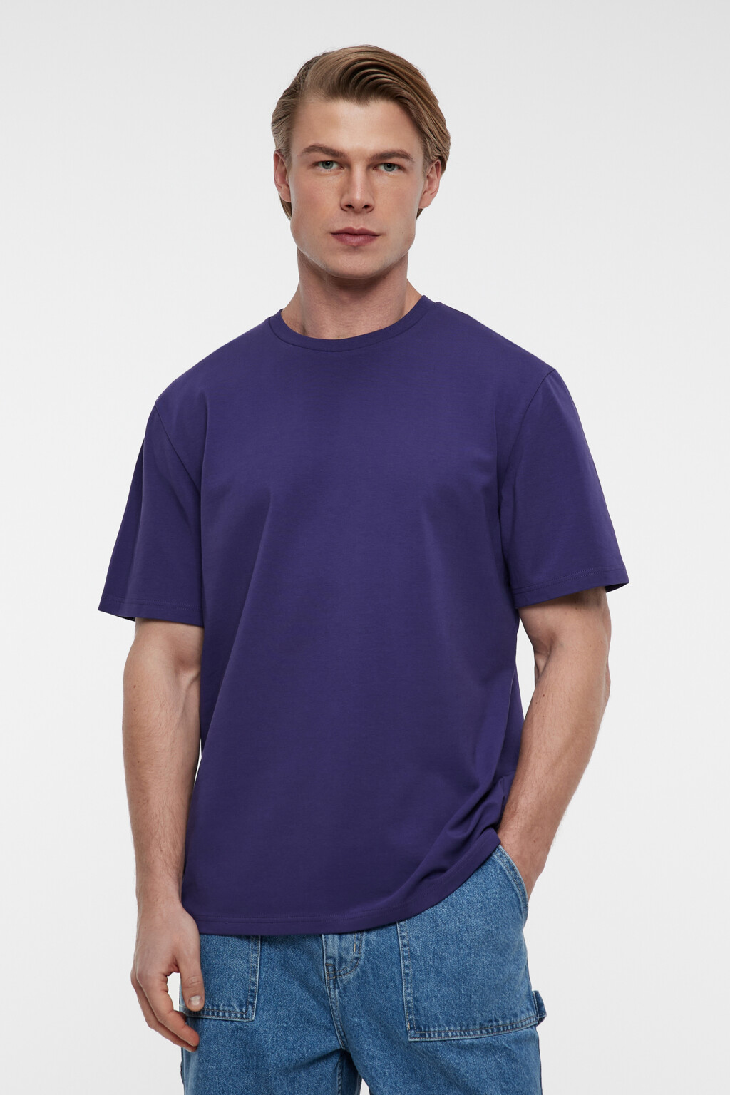 Футболка oversize хлопковая базовая - цвет бордовый - 2