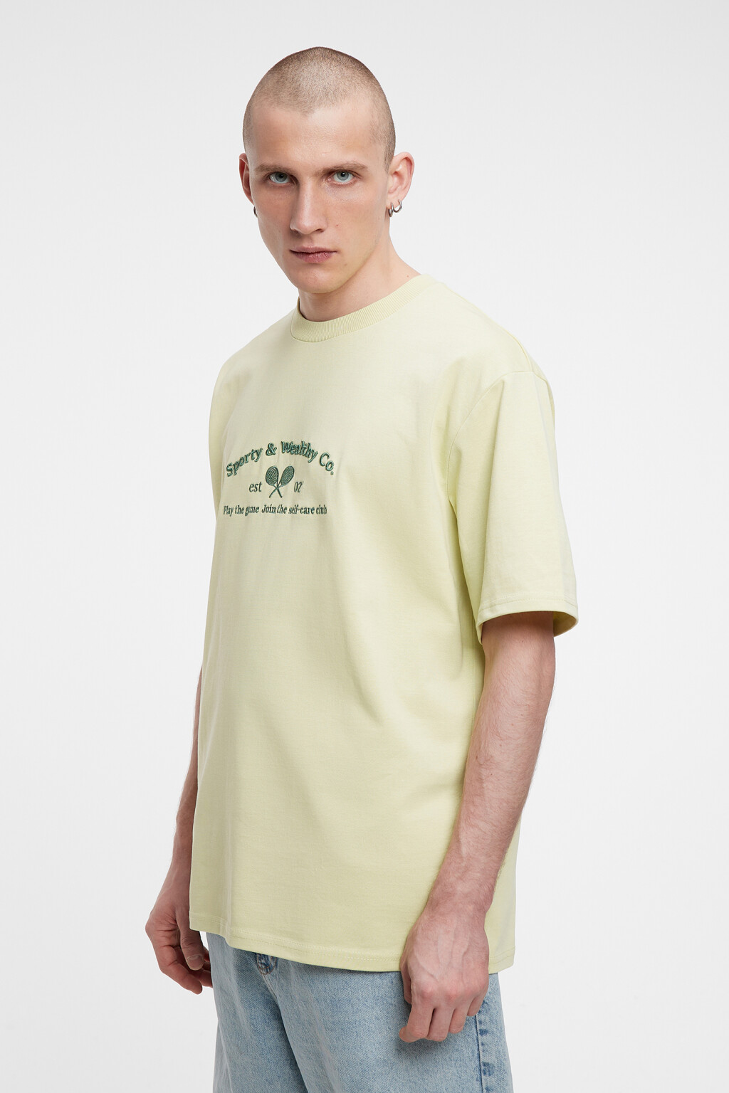 Футболка прямая хлопковая с принтом-надписью - цвет бежевый - 2