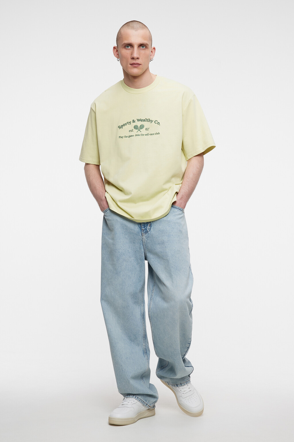 Футболка прямая хлопковая с принтом-надписью - цвет бежевый - 4