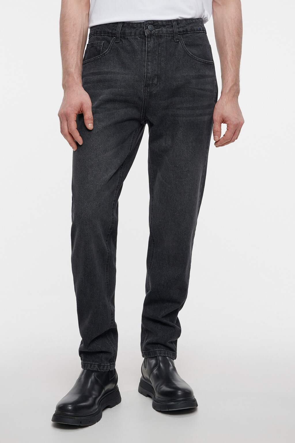 Джинсы slim зауженные со средней посадкой - цвет черный - 2