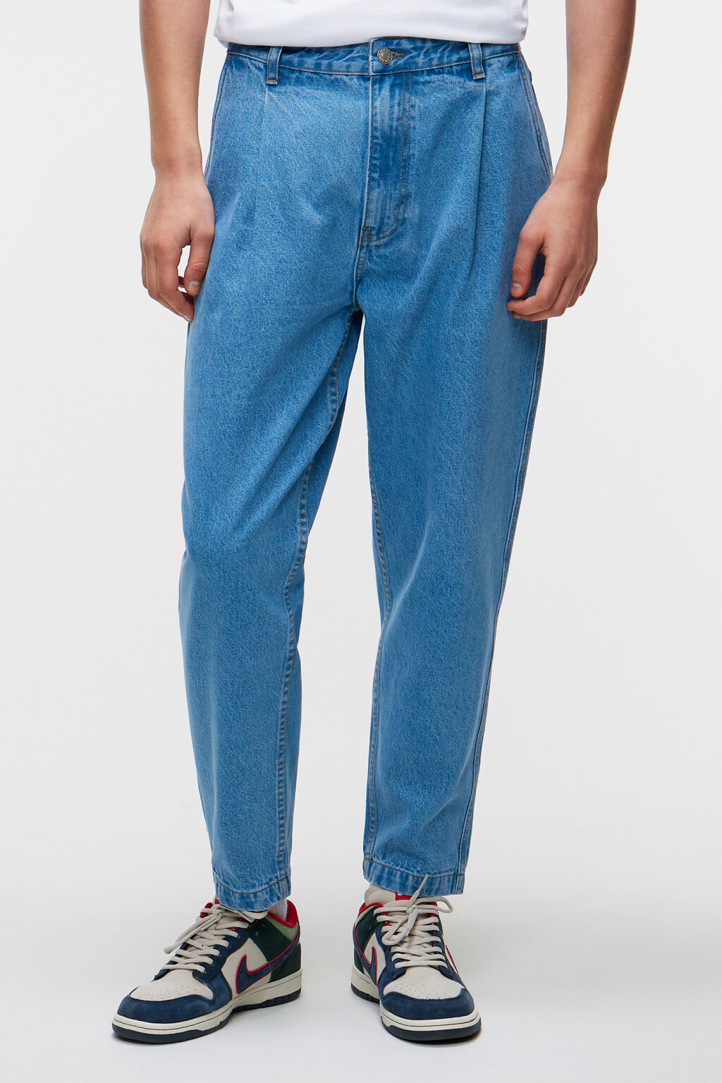 Джинсы-бананы широкие с высокой посадкой - цвет голубой - 2