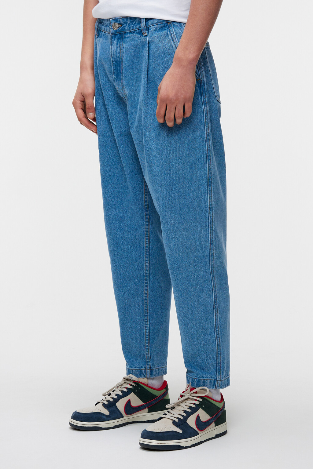 Джинсы-бананы широкие с высокой посадкой - цвет голубой - 3