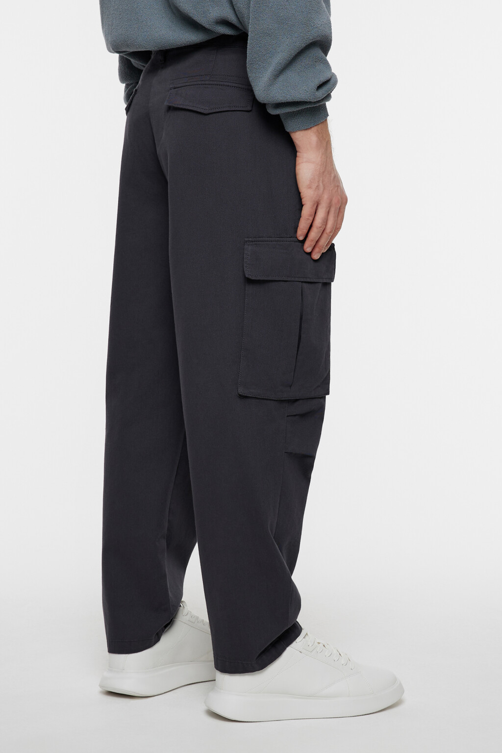 Брюки карго джинсовые прямые со средней посадкой - цвет серый - 3