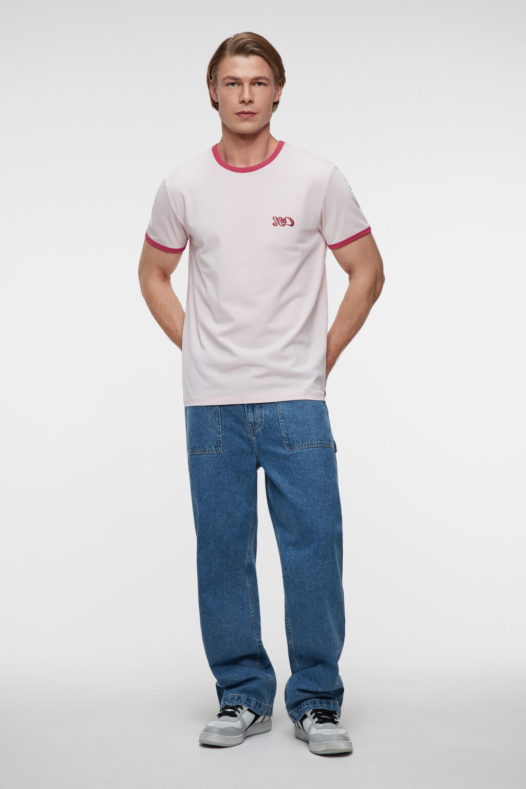 Футболка хлопковая с контрастной окантовкой - цвет розовый - 4