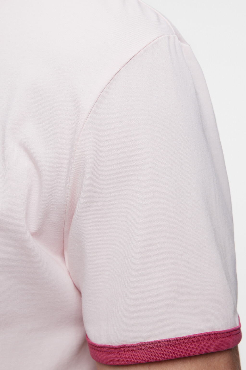 Футболка хлопковая с контрастной окантовкой - цвет розовый - 7