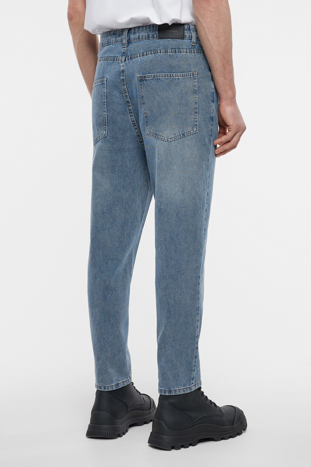 Джинсы прямые с вареным эффектом - цвет голубой - 3