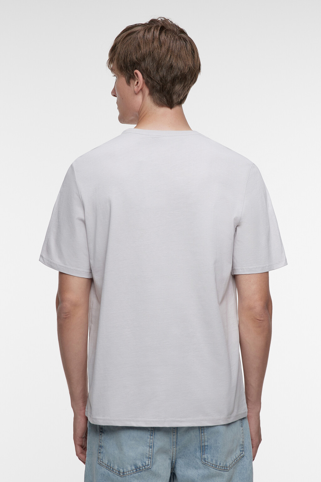 Футболка прямая однотонная из хлопкового трикотажа - цвет серый - 3