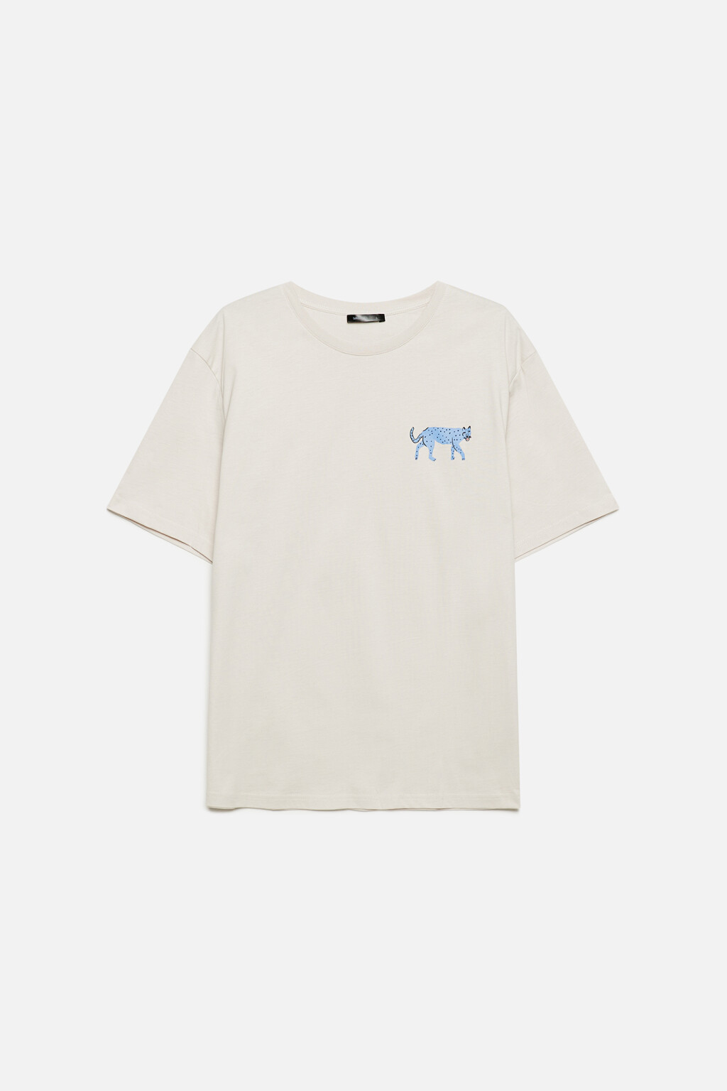 Футболка прямая хлопковая с принтом на груди - цвет бежевый - 7