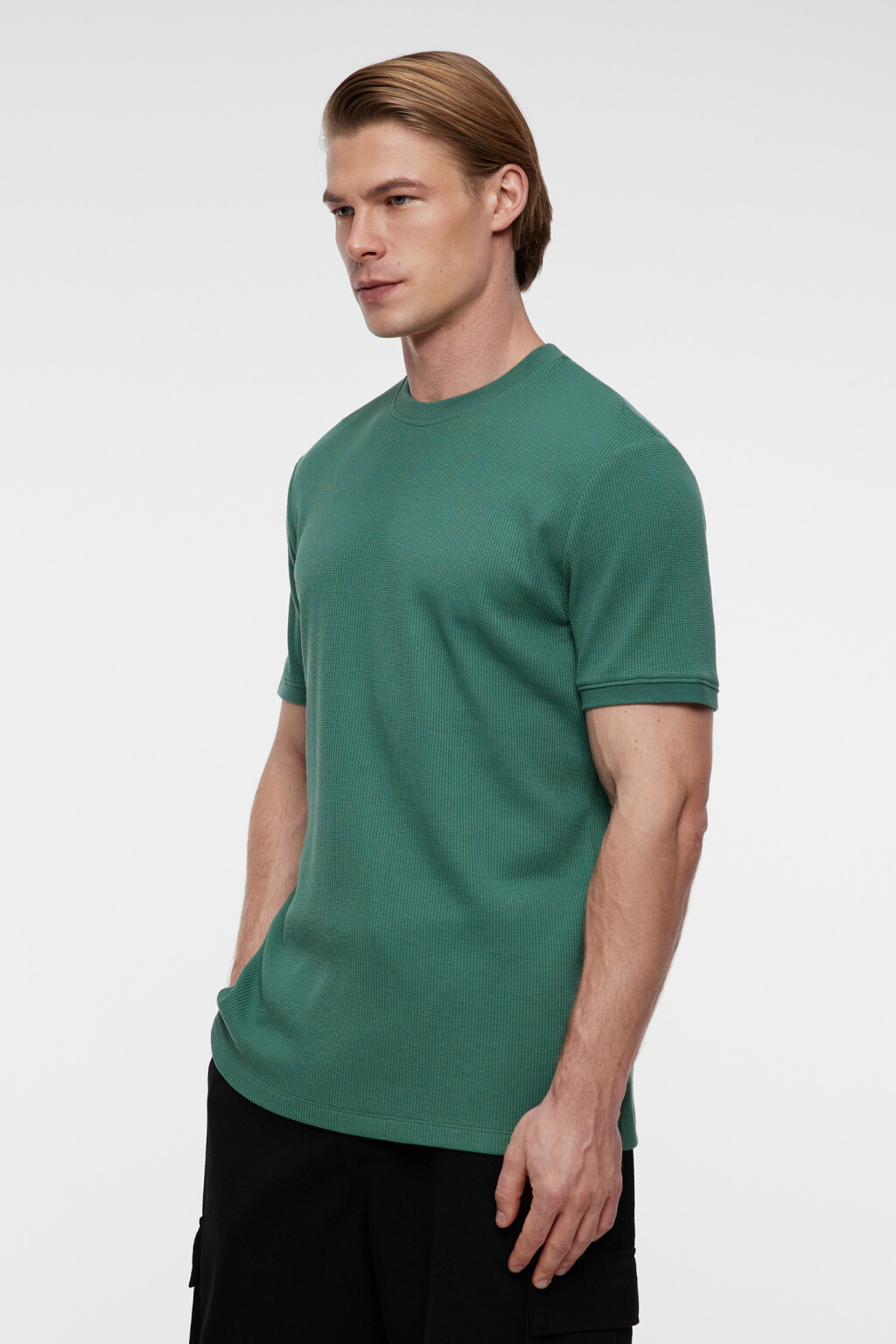 Футболка slim хлопковая из вафельной ткани - цвет зеленый - 8
