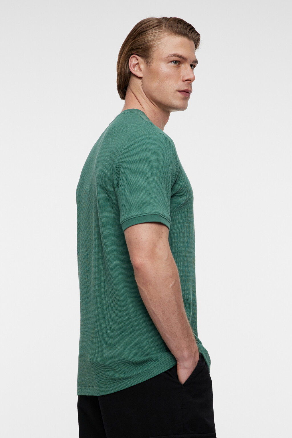 Футболка slim хлопковая из вафельной ткани - цвет зеленый - 9