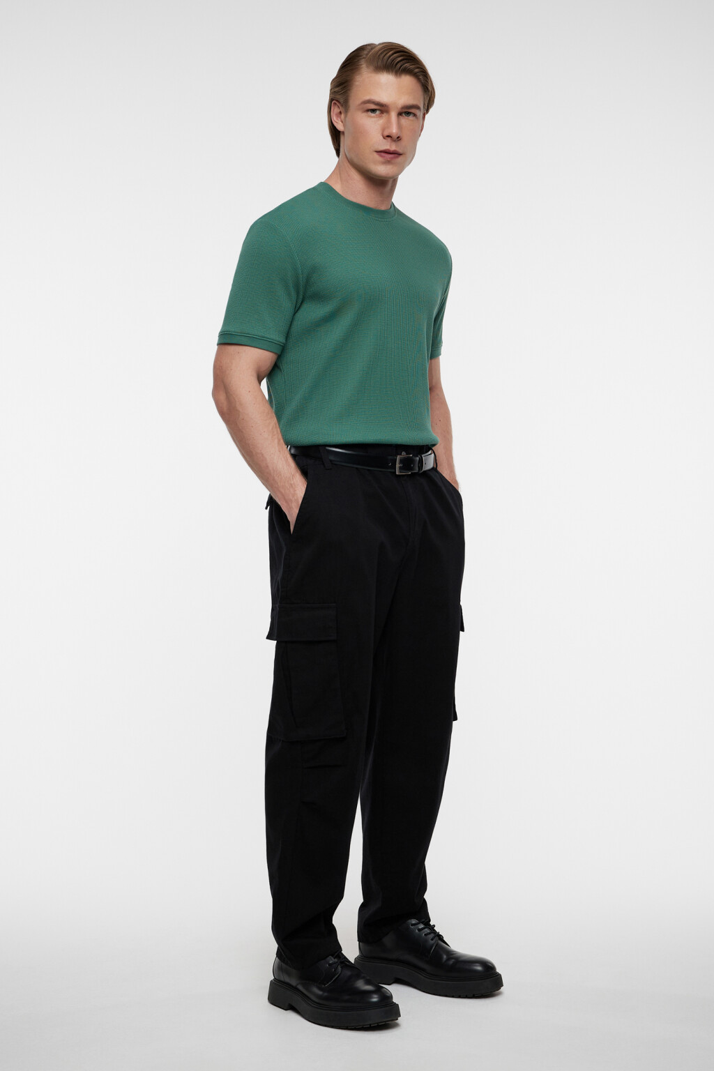 Футболка slim хлопковая из вафельной ткани - цвет зеленый - 10