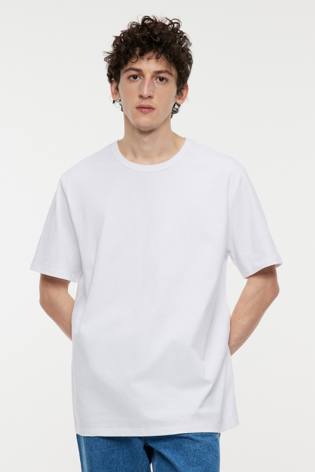 Футболка oversize хлопковая однотонная - цвет белый - 1