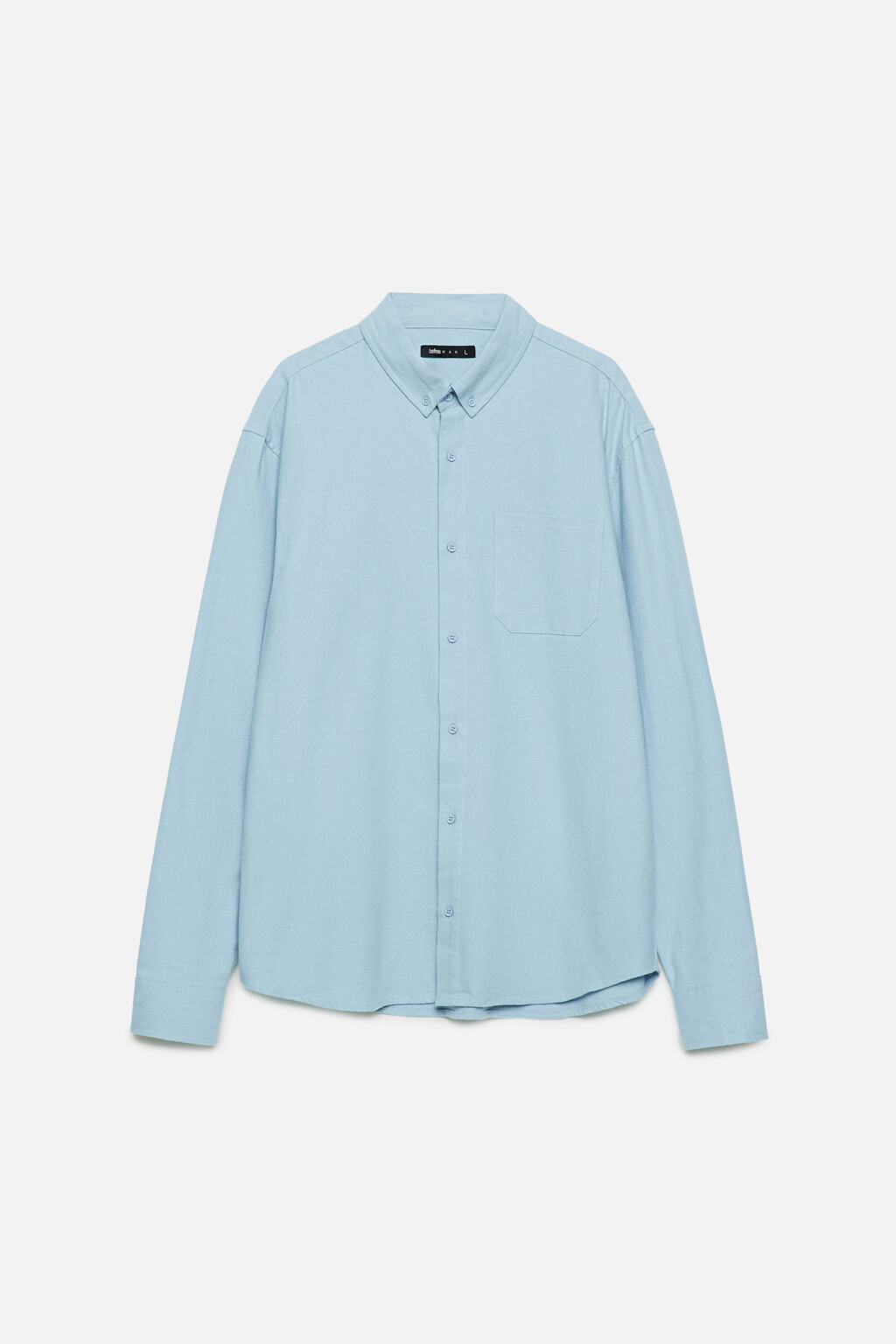 Рубашка классическая фланелевая прямого кроя - цвет голубой - 8