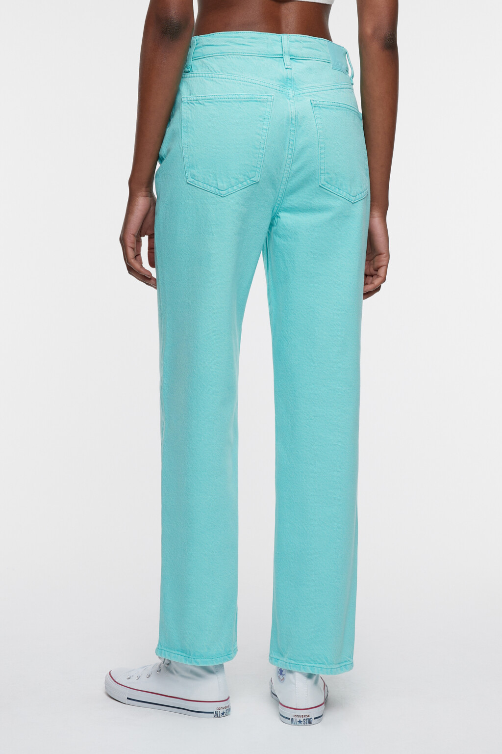 Джинсы прямые цветные с высокой посадкой - цвет голубой - 3