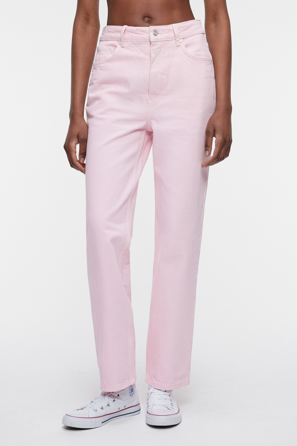 Джинсы прямые цветные с высокой посадкой - цвет розовый - 3