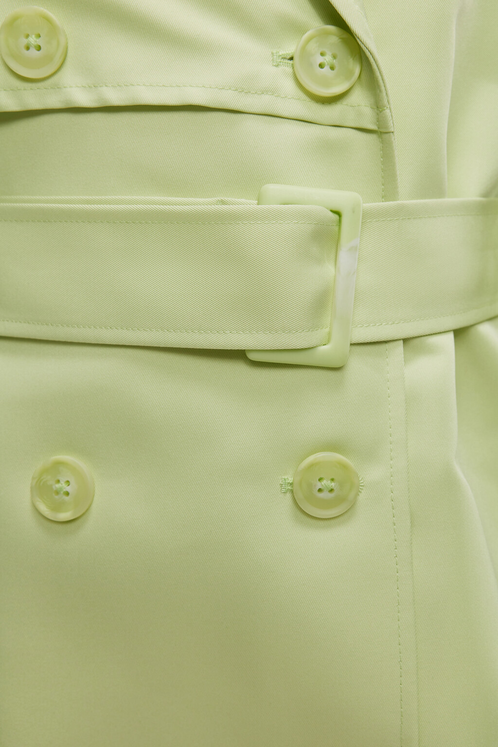 Плащ-тренчкот длинный двубортный с поясом - цвет зеленый - 6