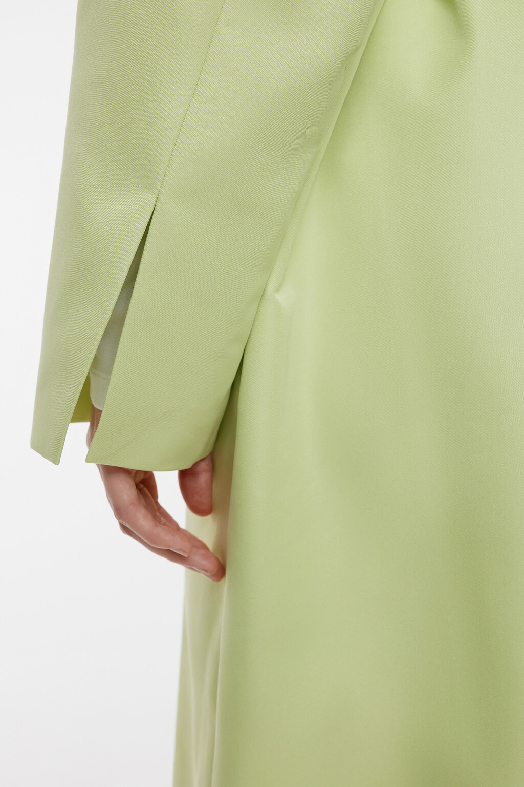 Плащ-тренчкот длинный двубортный с поясом - цвет зеленый - 7