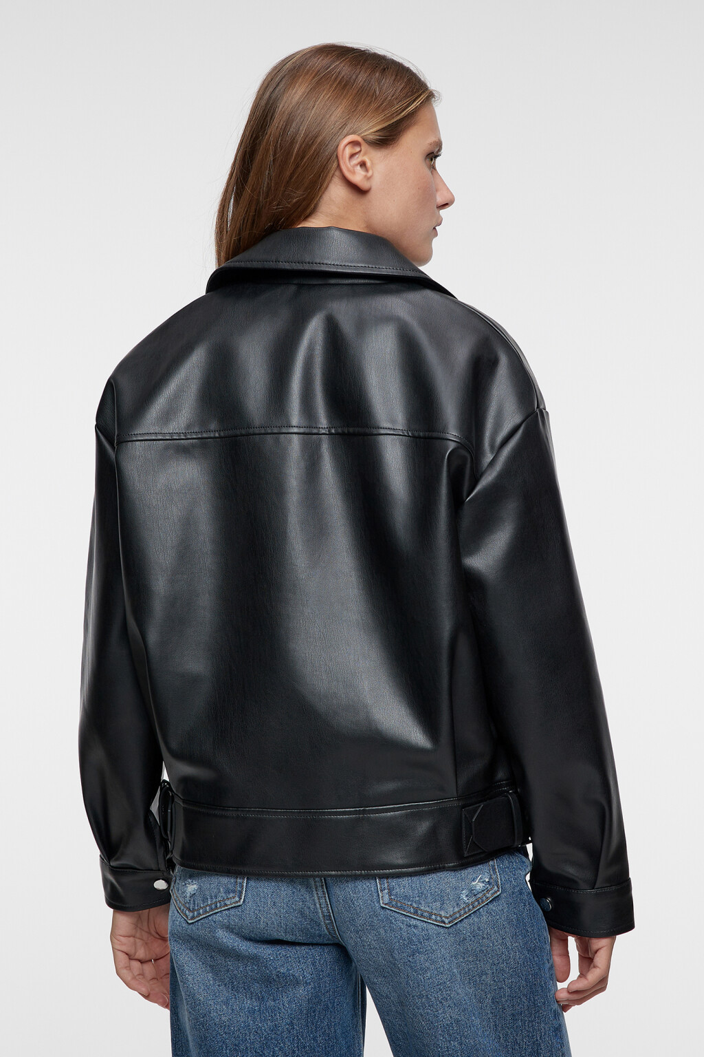 Куртка-косуха oversize байкерская - цвет черный - 3