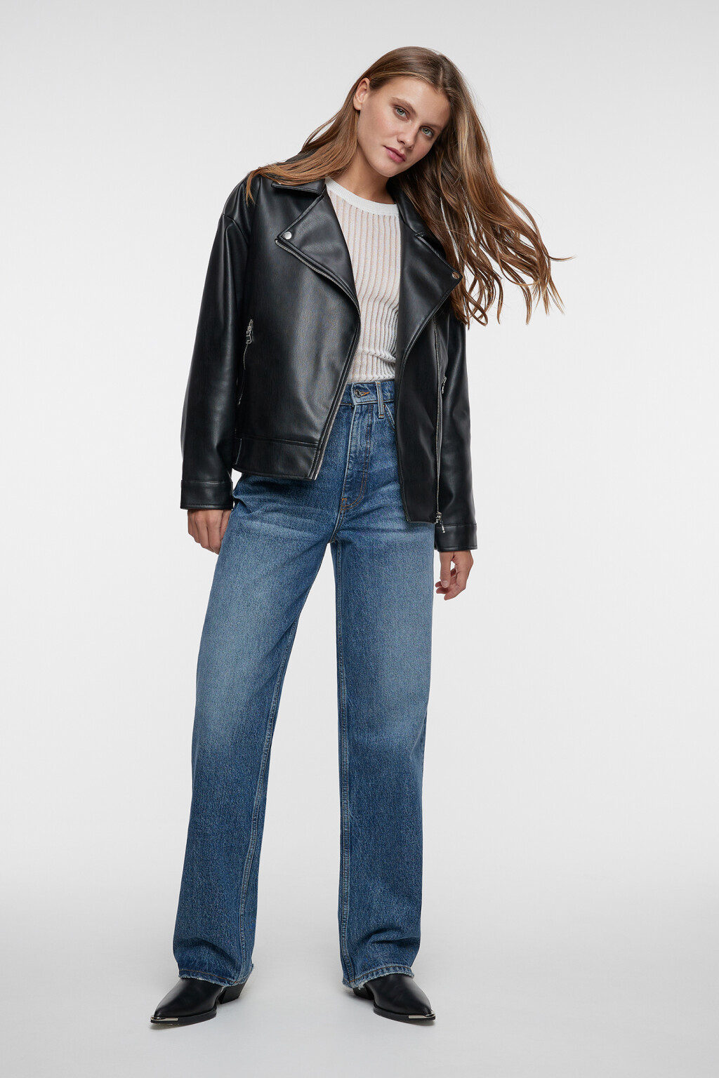 Куртка-косуха oversize байкерская - цвет черный - 9