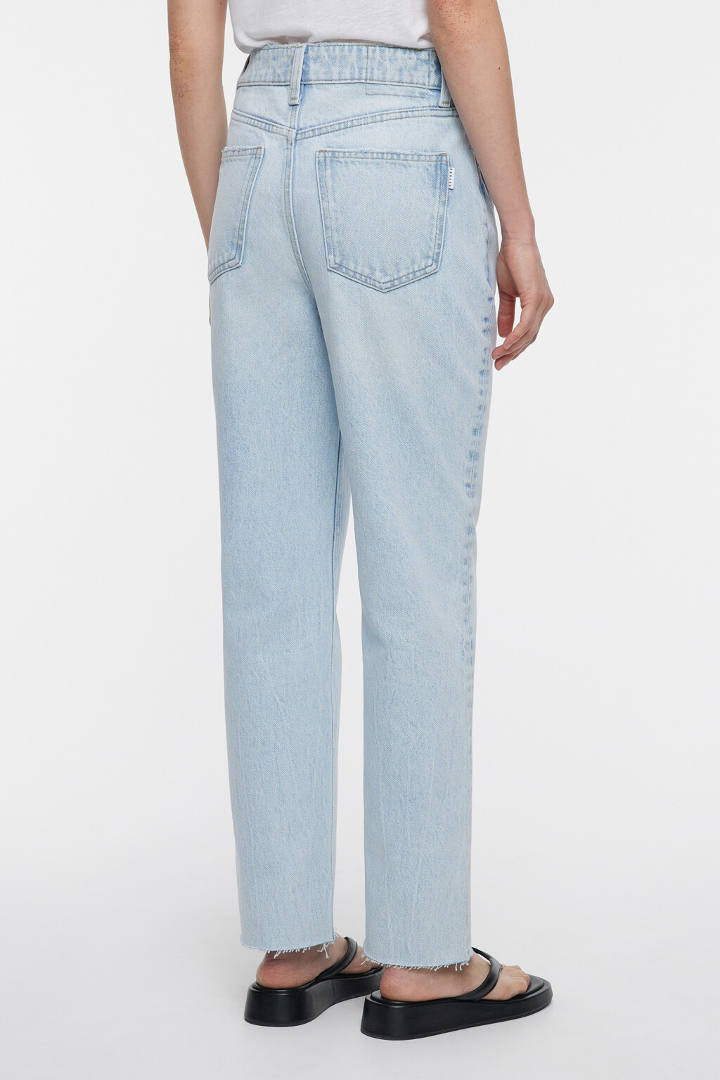 Джинсы straight прямые с обрезанными краями - цвет голубой - 3