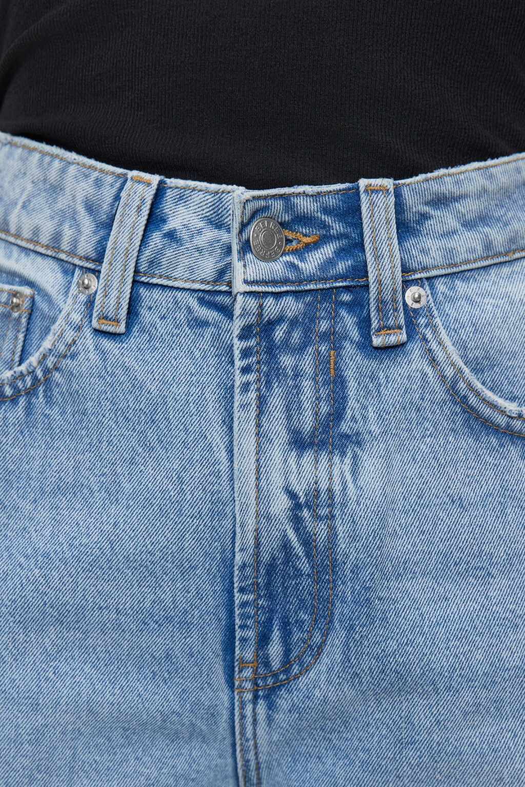 Джинсы straight прямые с обрезанными краями - цвет голубой - 5