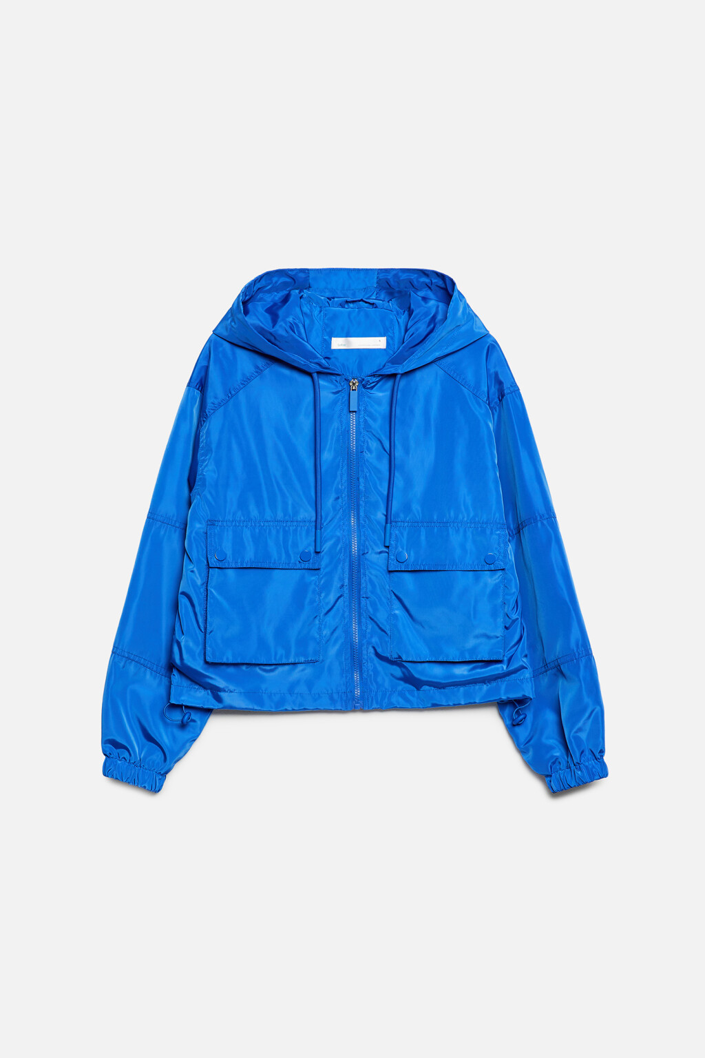 Куртка-ветровка oversize укороченная с капюшоном - цвет синий - 9