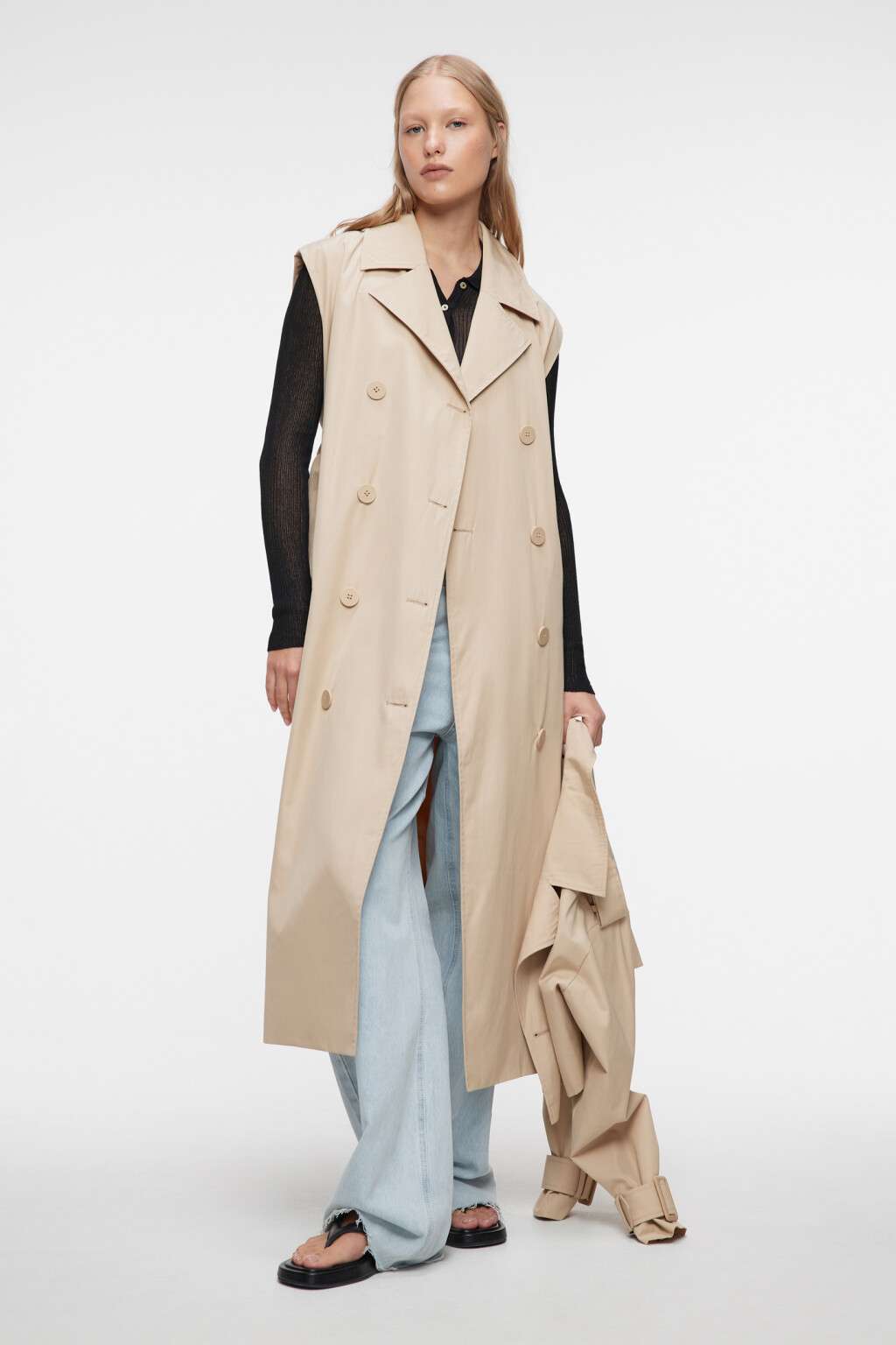 Плащ-трансформер двубортный с поясом и пелериной - цвет бежевый - 8