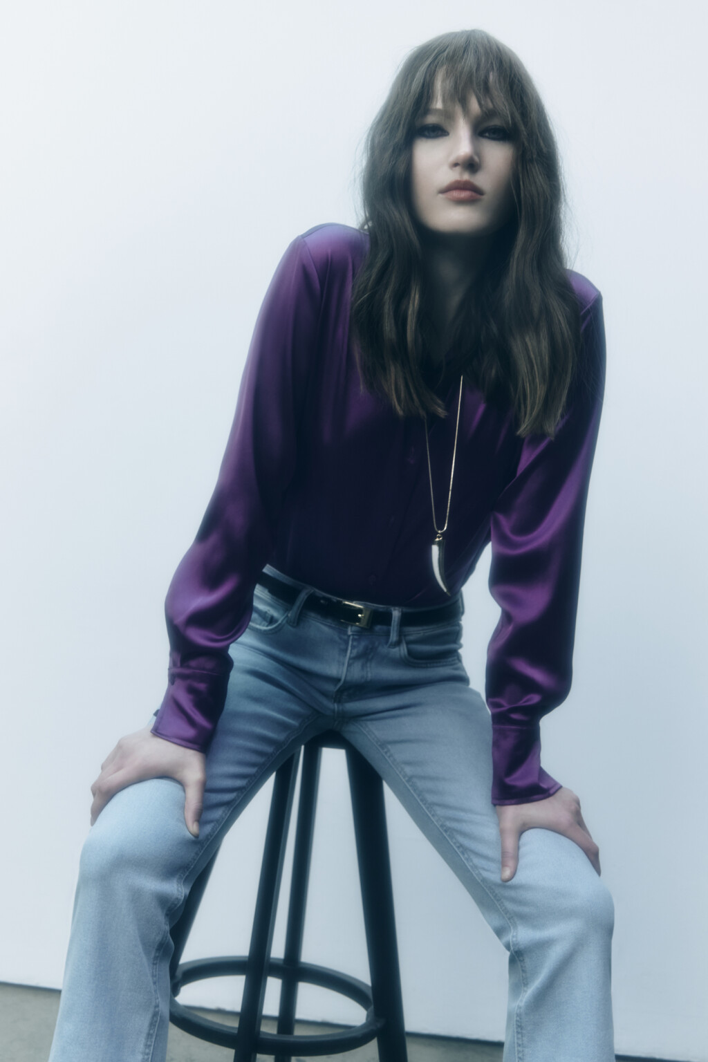 Джинсы bootcut расклешенные с ремнем из искусственной кожи - цвет голубой - 9