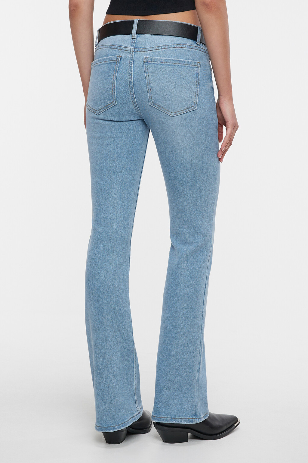 Джинсы bootcut расклешенные с ремнем из искусственной кожи - цвет голубой - 3