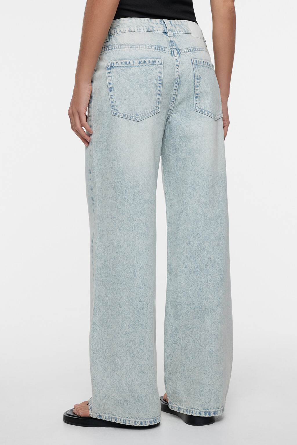 Джинсы wide leg широкие с заниженной посадкой - цвет голубой - 3