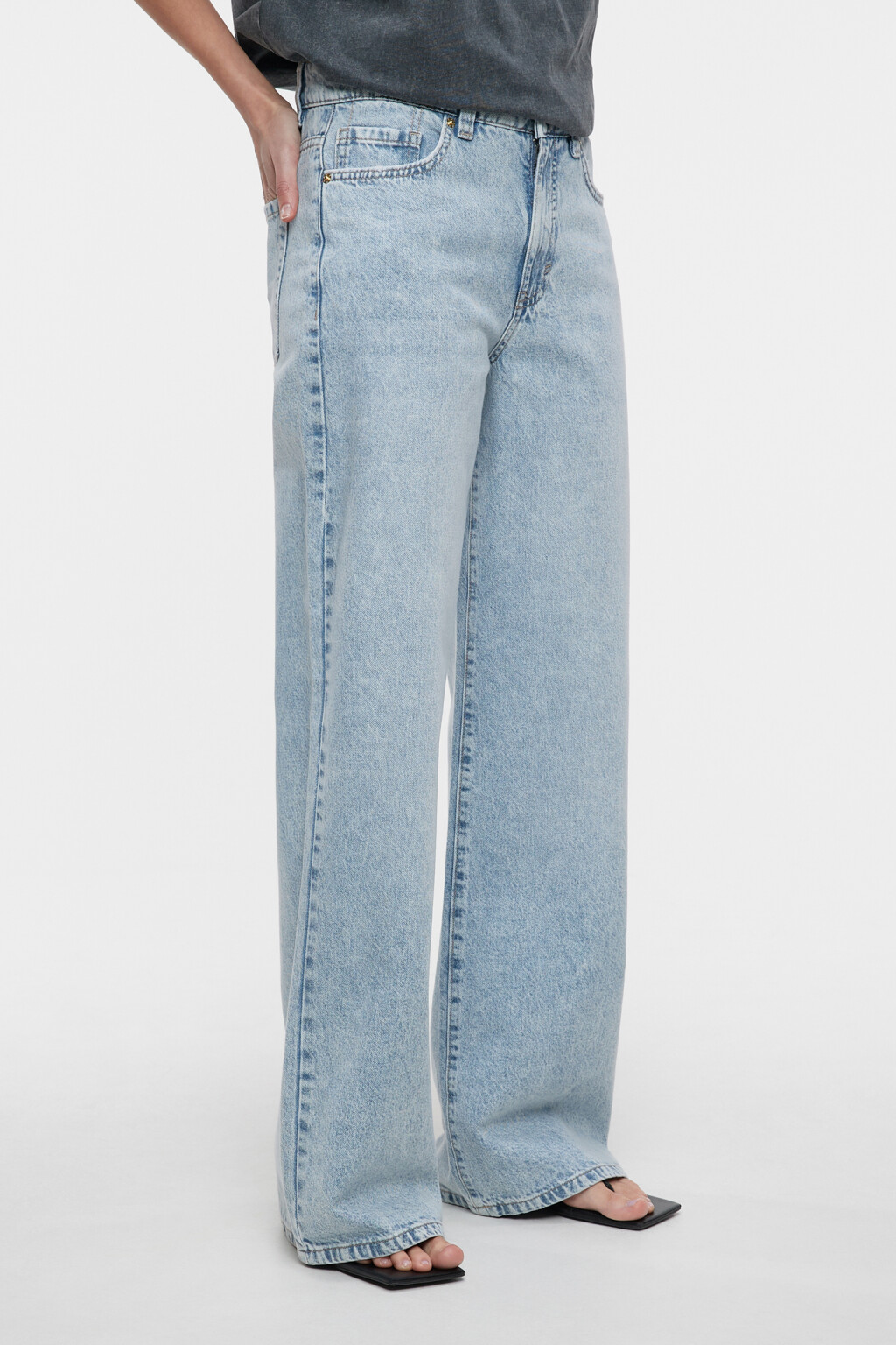 Джинсы wide leg широкие с заниженной посадкой - цвет голубой - 2