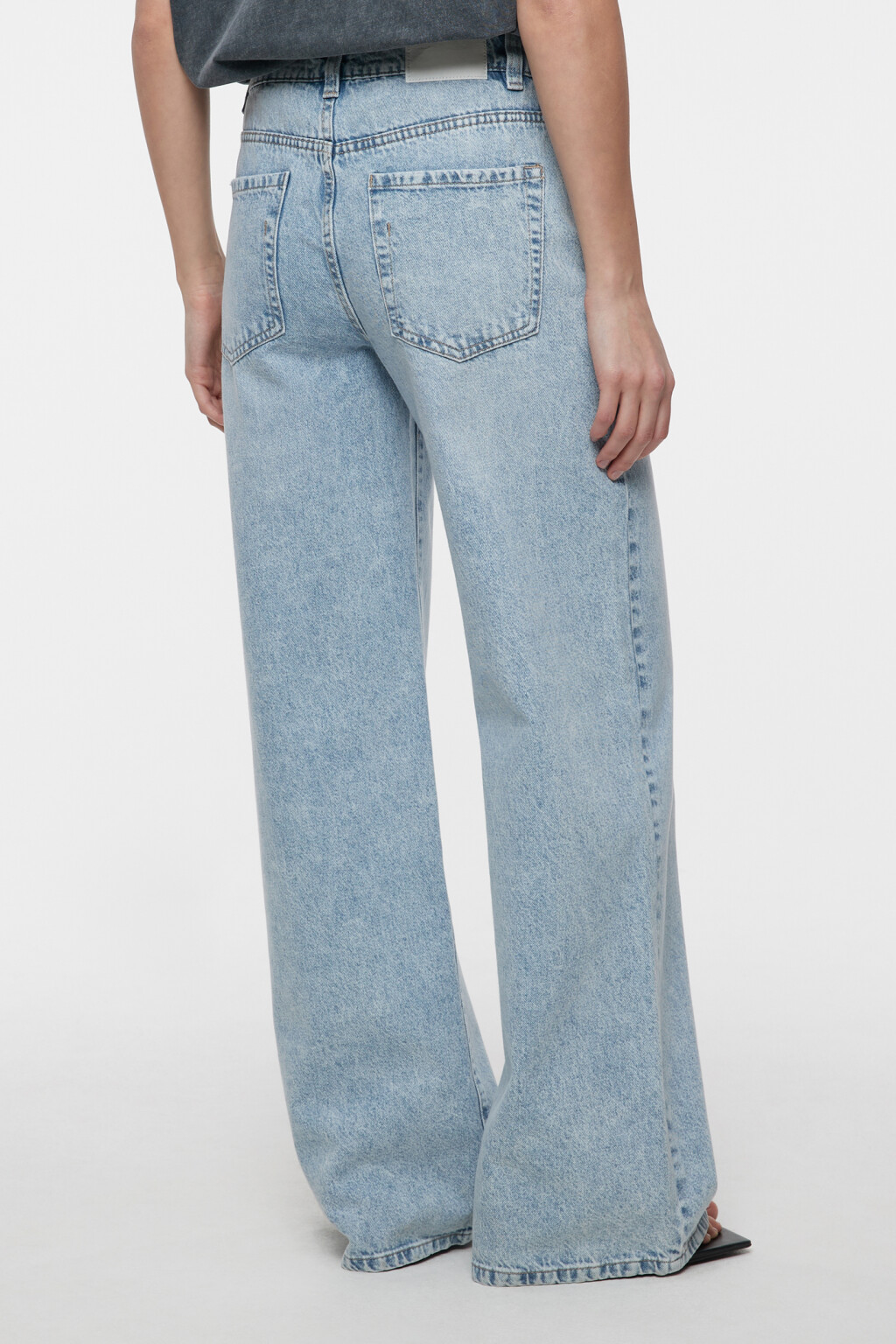 Джинсы wide leg широкие с заниженной посадкой - цвет голубой - 3