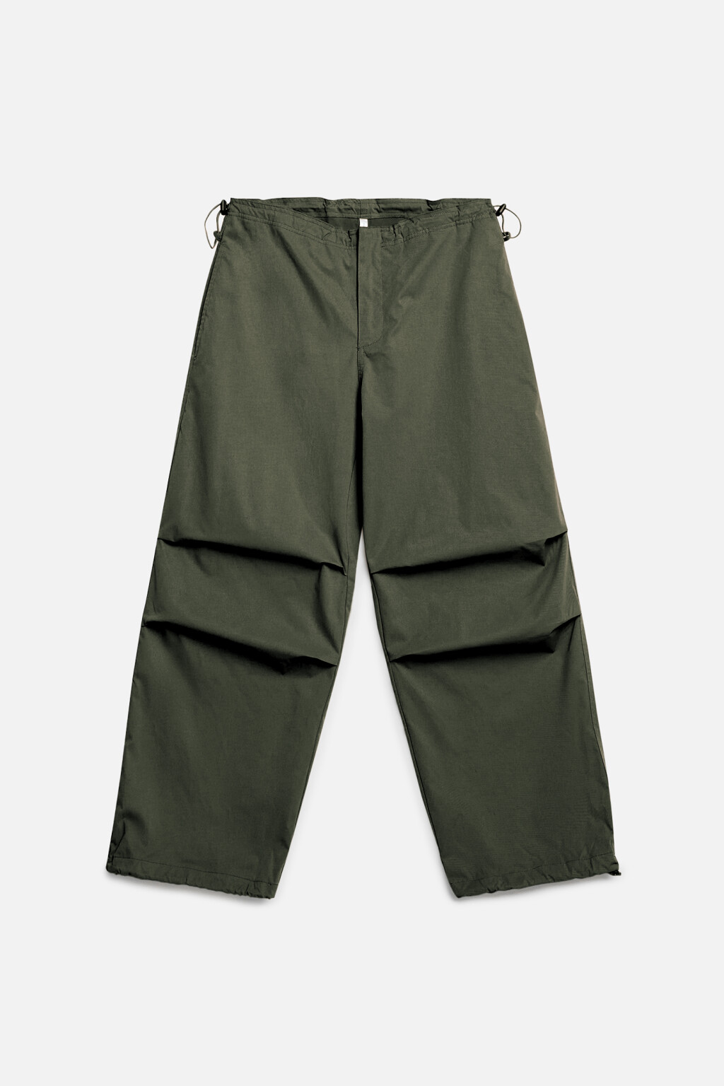 Брюки-парашюты с карманом карго и утяжками на поясе - цвет зеленый - 2