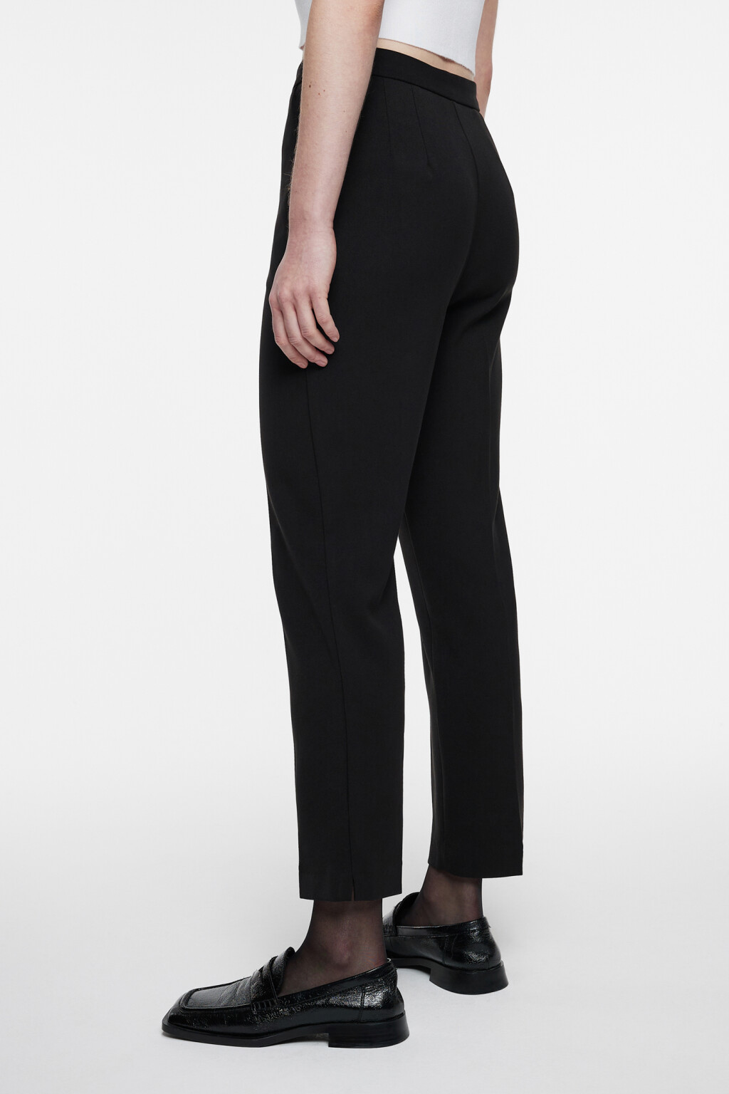 Брюки чинос укороченные костюмные с высокой посадкой - цвет черный - 3