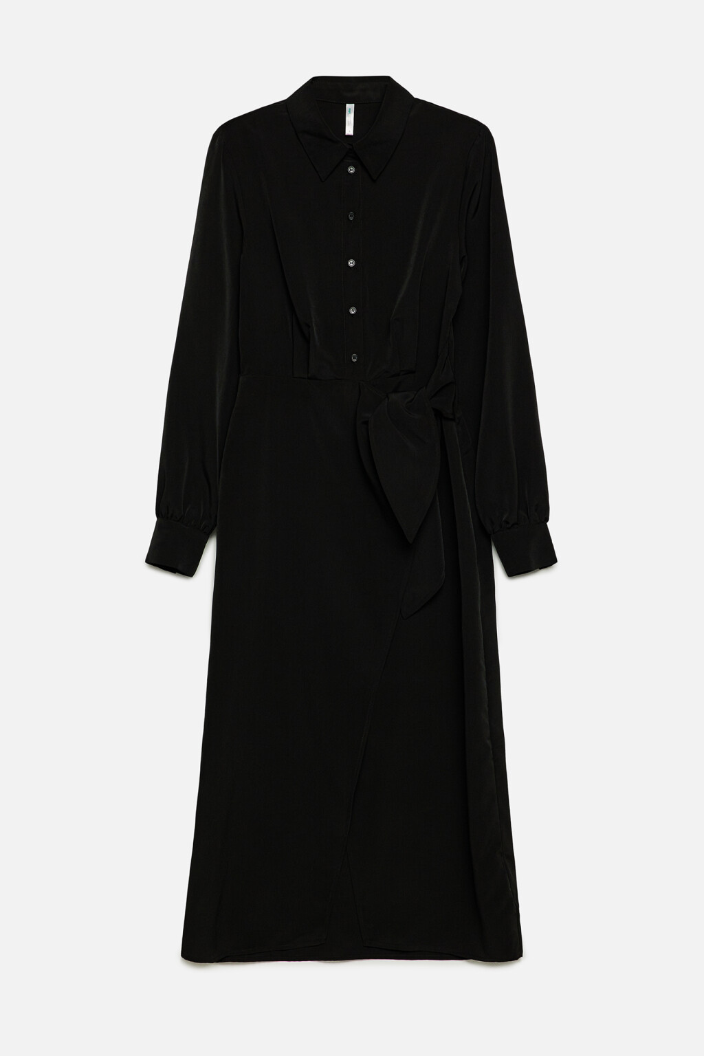 Платье-рубашка миди приталенное с запахом - цвет черный - 9