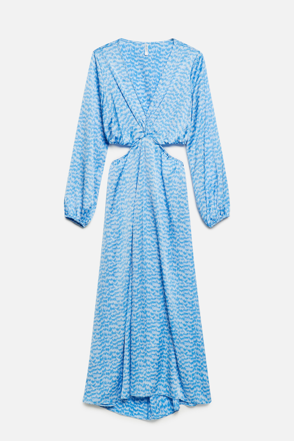 Платье миди атласное приталенное с вырезом на спине - цвет голубой - 8