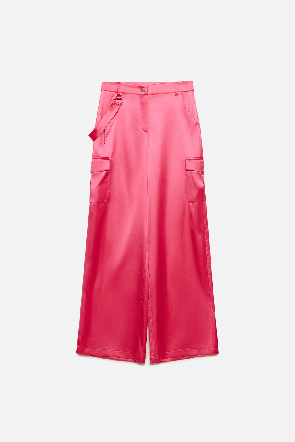 Брюки карго широкие из атласной ткани - цвет розовый - 9