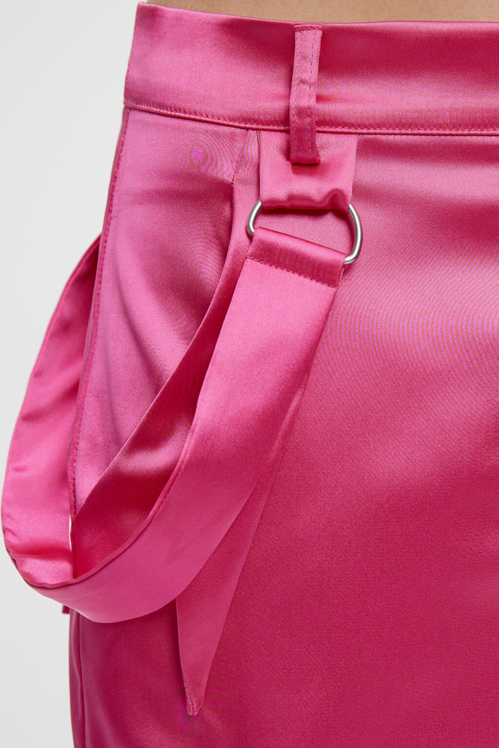 Брюки карго широкие из атласной ткани - цвет розовый - 6