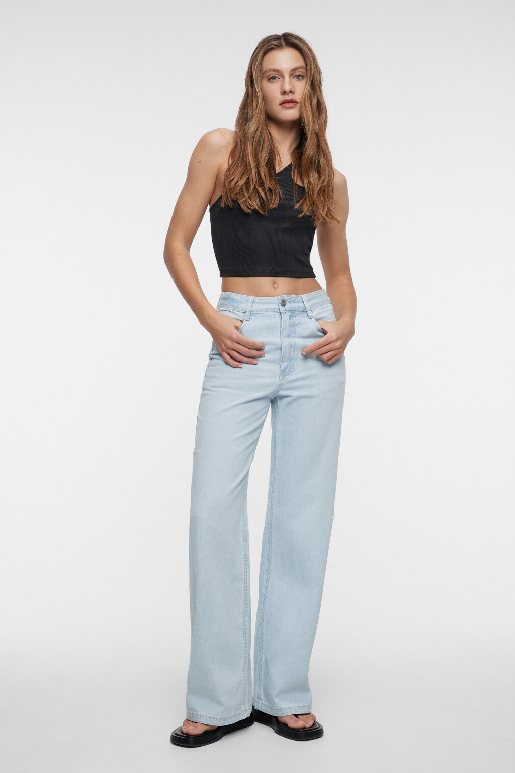 Джинсы-трубы wide leg широкие с разрезами на бедрах 2321195702, цвет ...