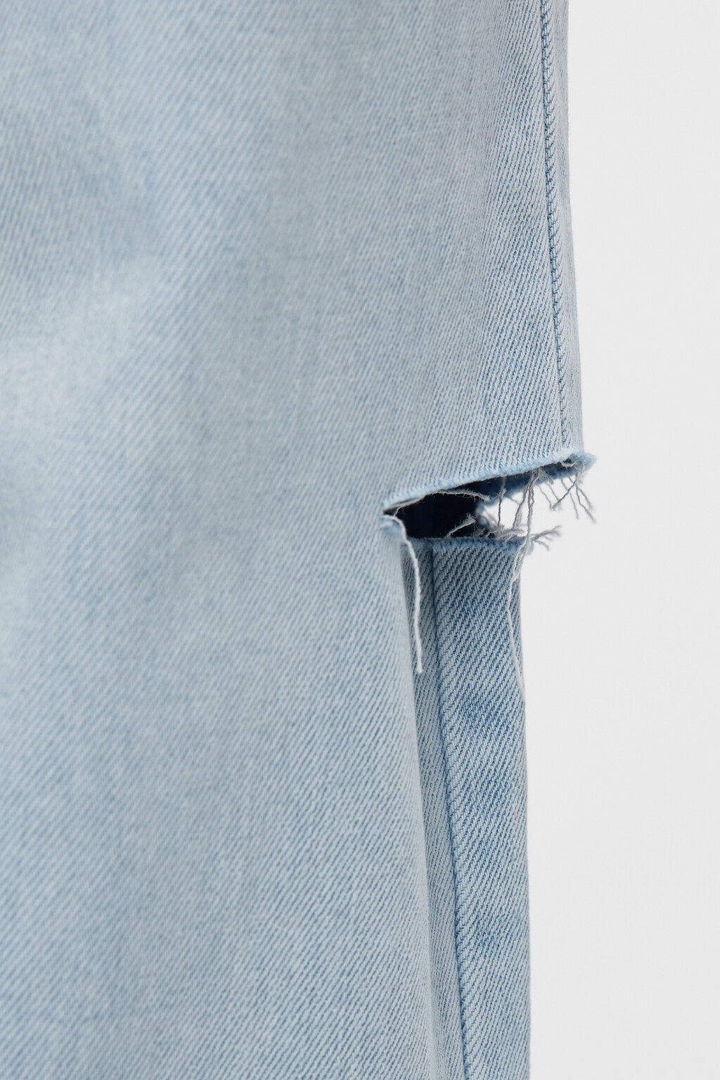 Джинсы-трубы wide leg широкие с разрезами на бедрах - цвет голубой - 7