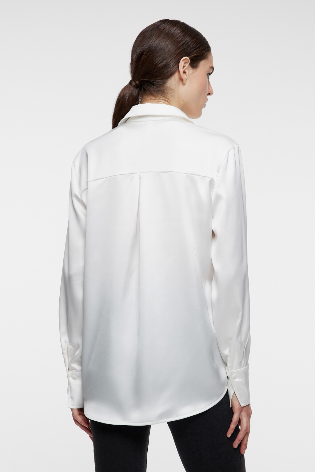 Блузка-рубашка oversize атласная - цвет белый - 3