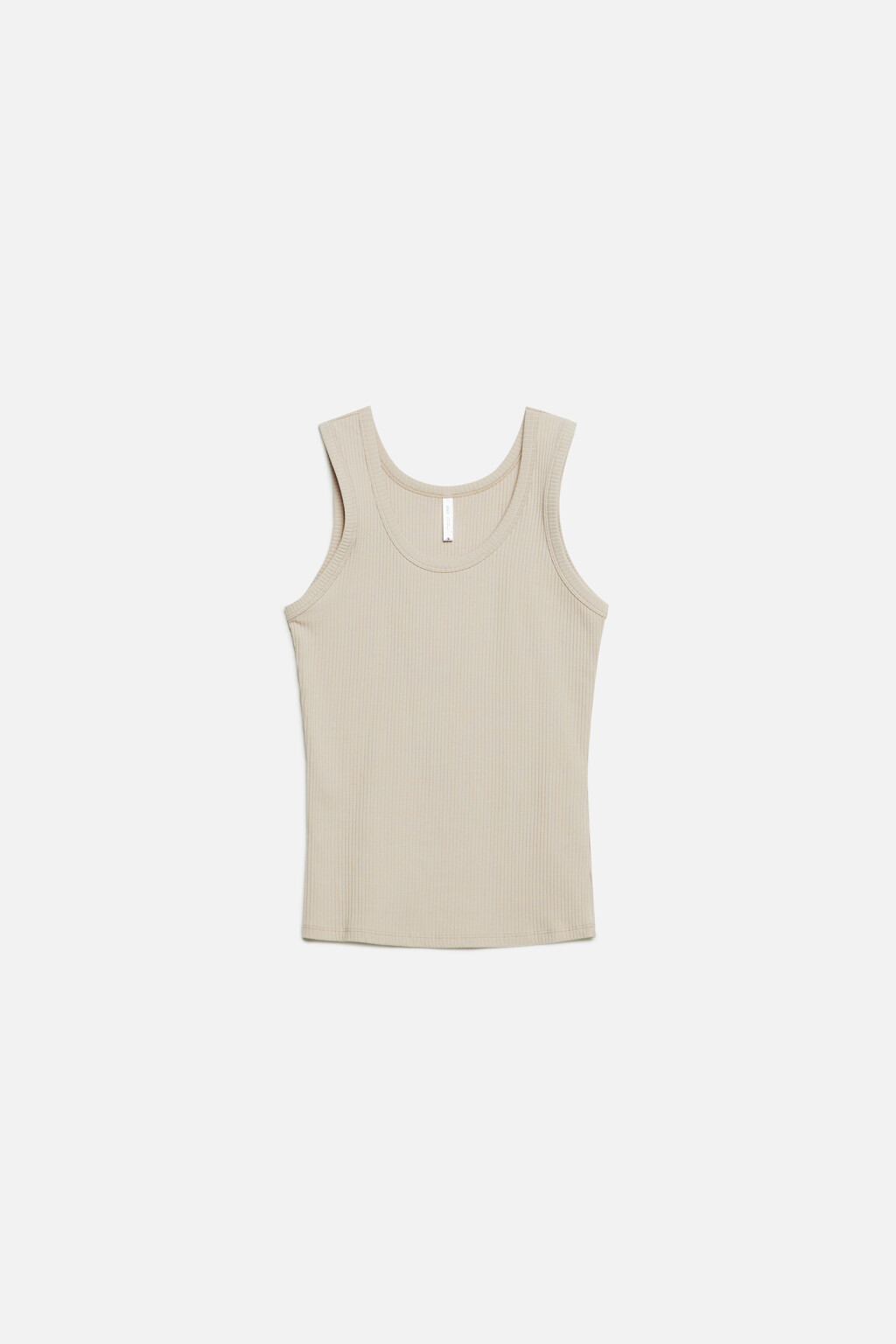 Майка хлопковая облегающая базовая в рубчик - цвет бежевый - 7