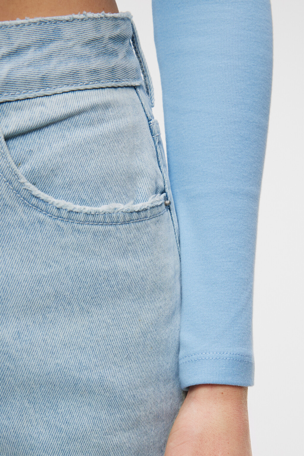 Лонгслив хлопковый облегающий с воротником-стойкой - цвет синий - 6