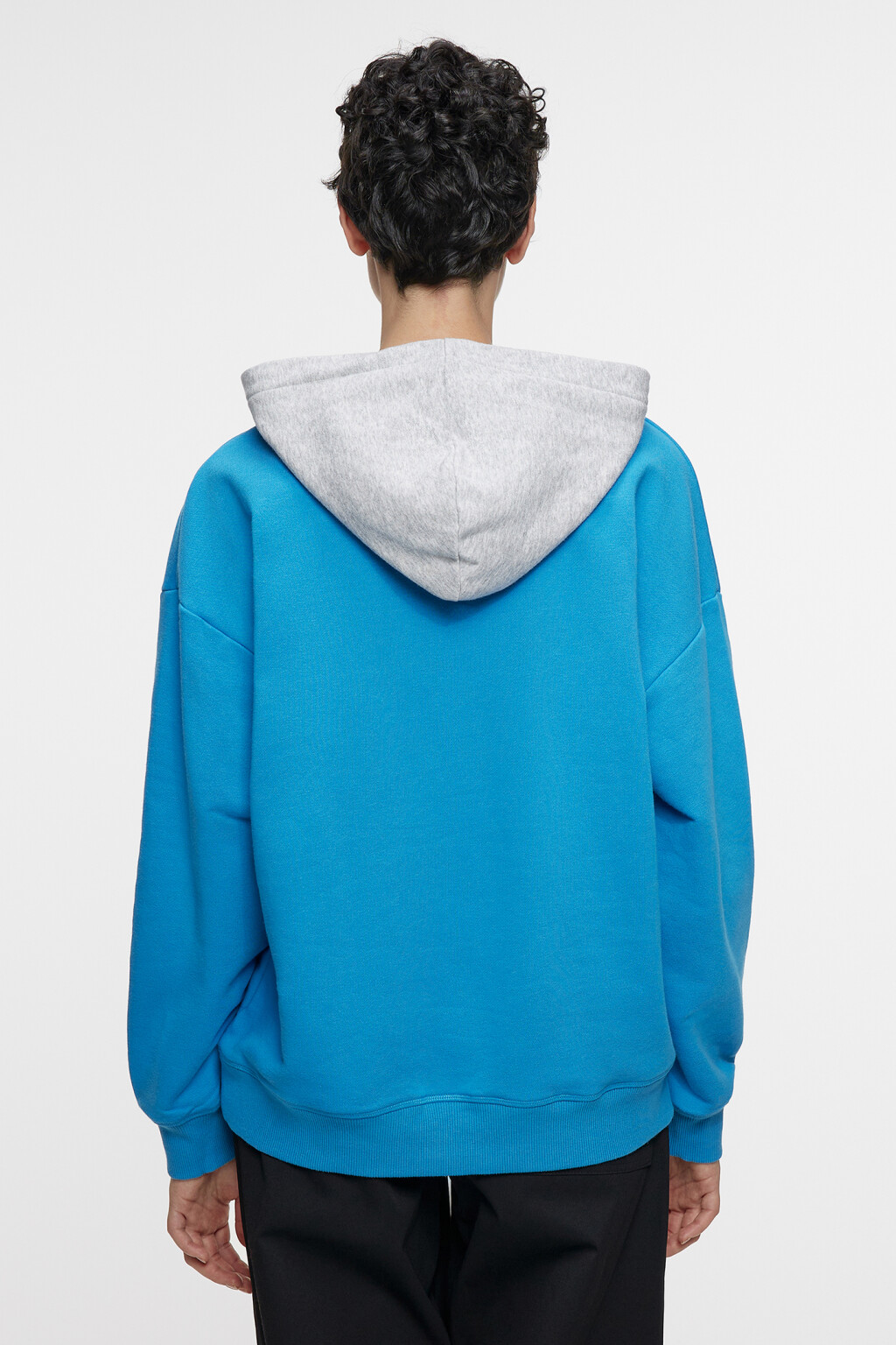 Толстовка oversize с капюшоном и принтом-надписью - цвет синий - 3