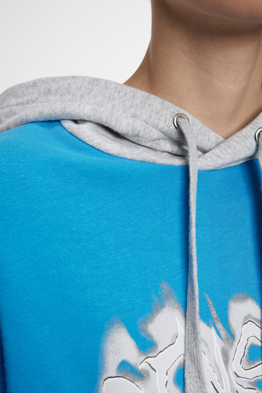 Толстовка oversize с капюшоном и принтом-надписью - цвет синий - 6