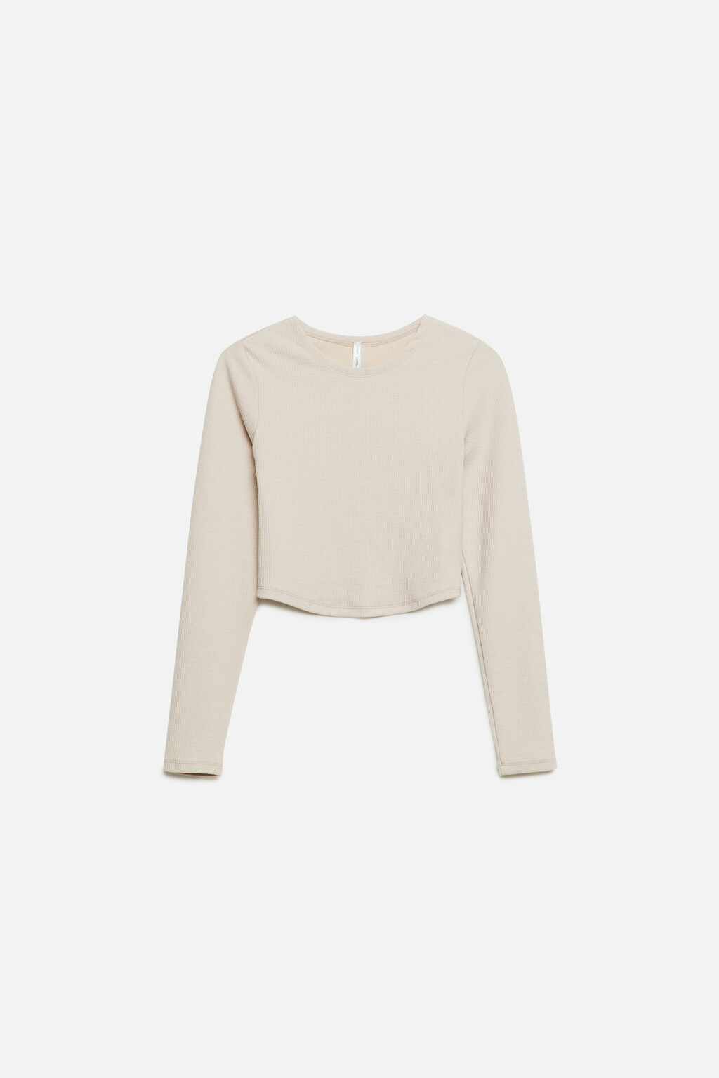 Лонгслив укороченный облегающий в рубчик - цвет бежевый - 7
