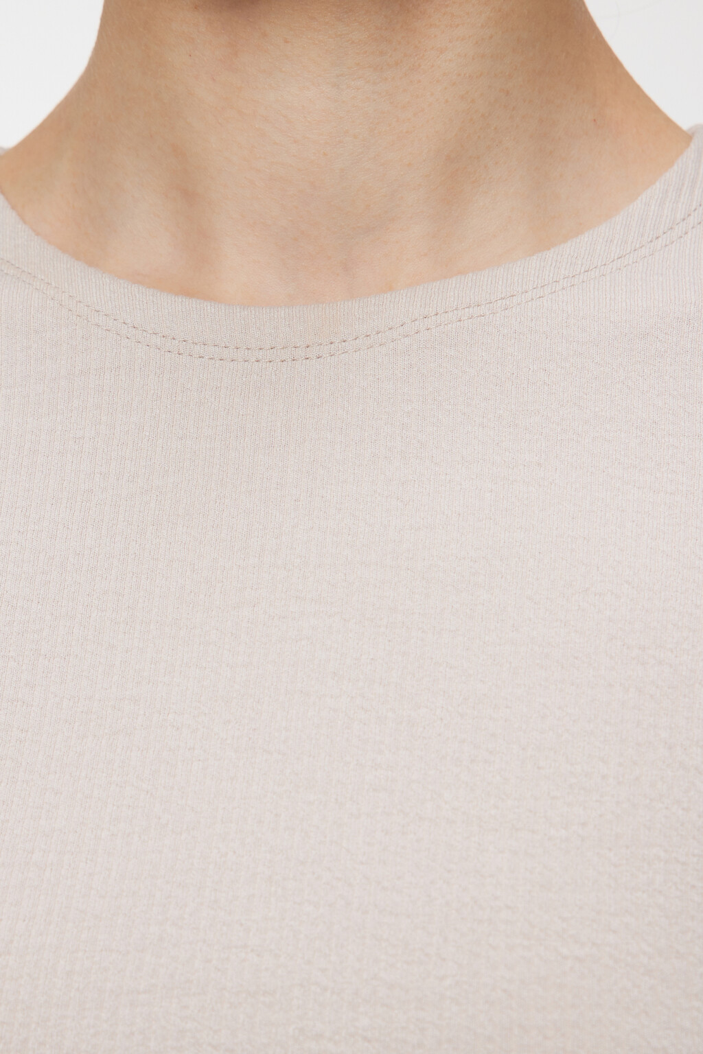 Лонгслив укороченный облегающий в рубчик - цвет бежевый - 5