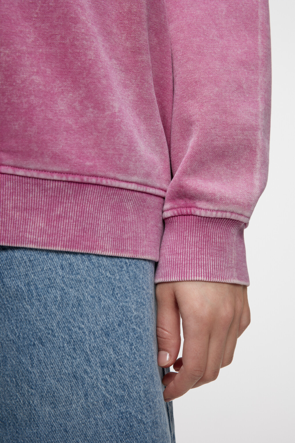 Свитшот oversize хлопковый с состаренным эффектом - цвет розовый - 6