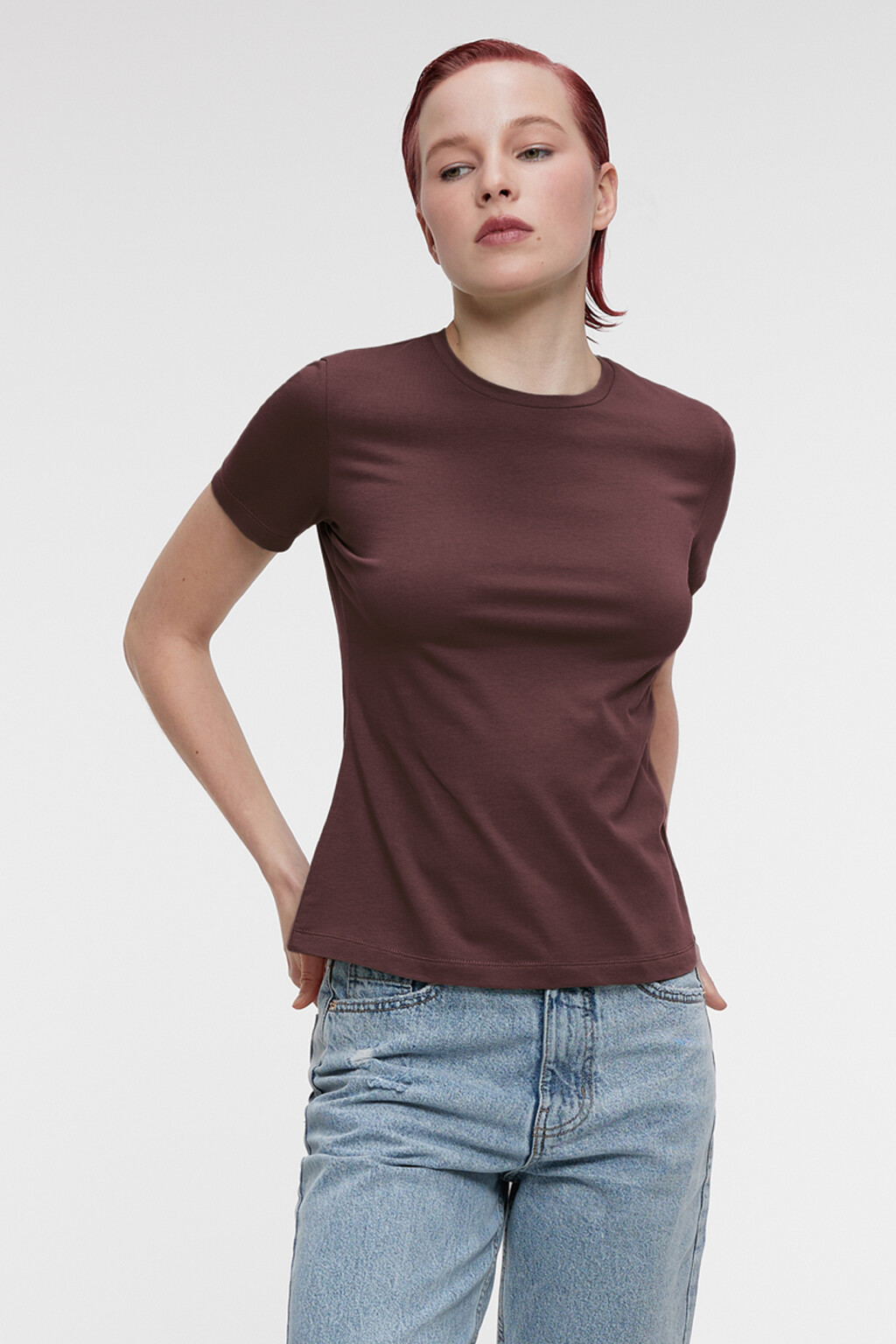 Футболка slim хлопковая облегающая - цвет бежевый - 1